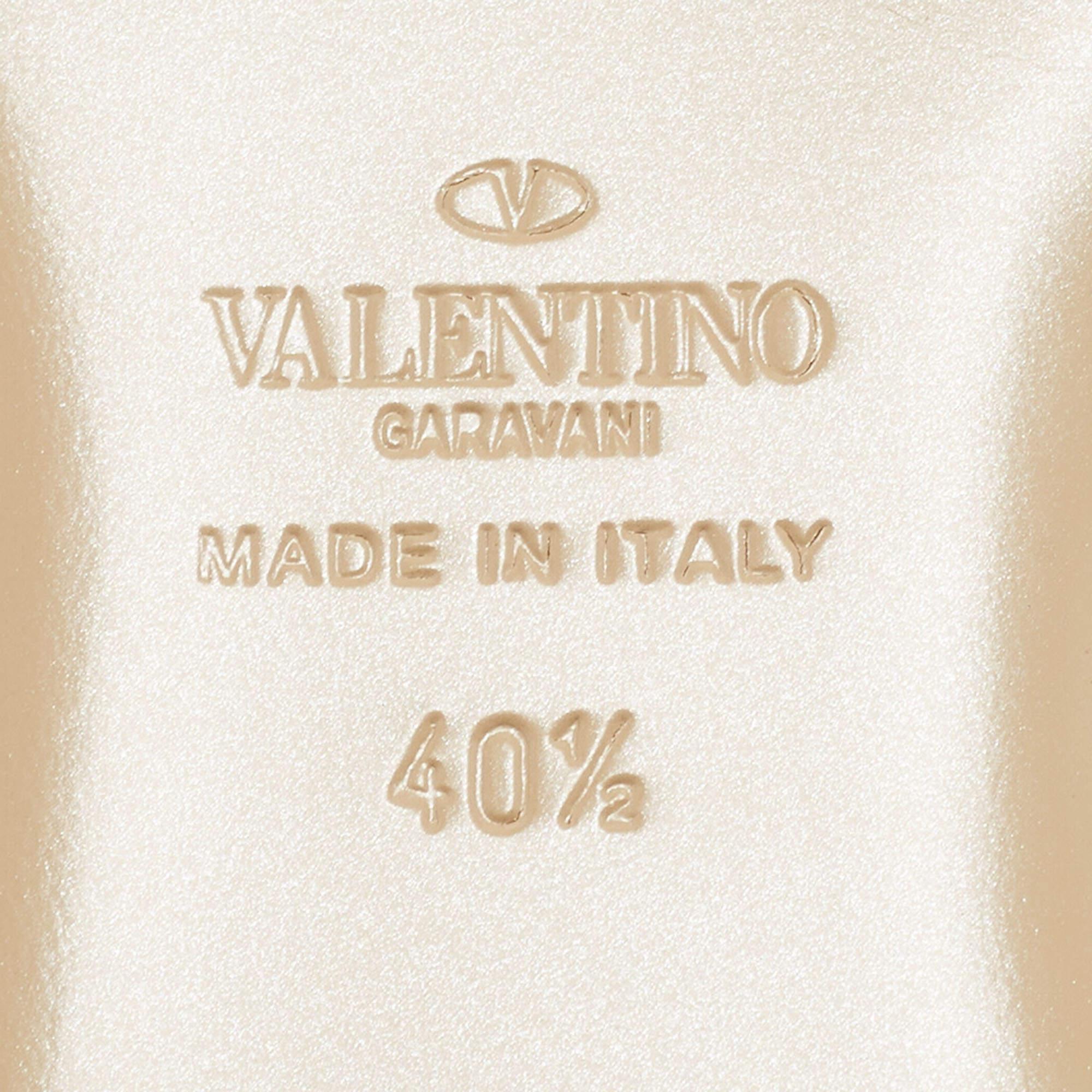 Valentino Cream Patent Leather Rockstud Ankle Strap Ballet Flats  3