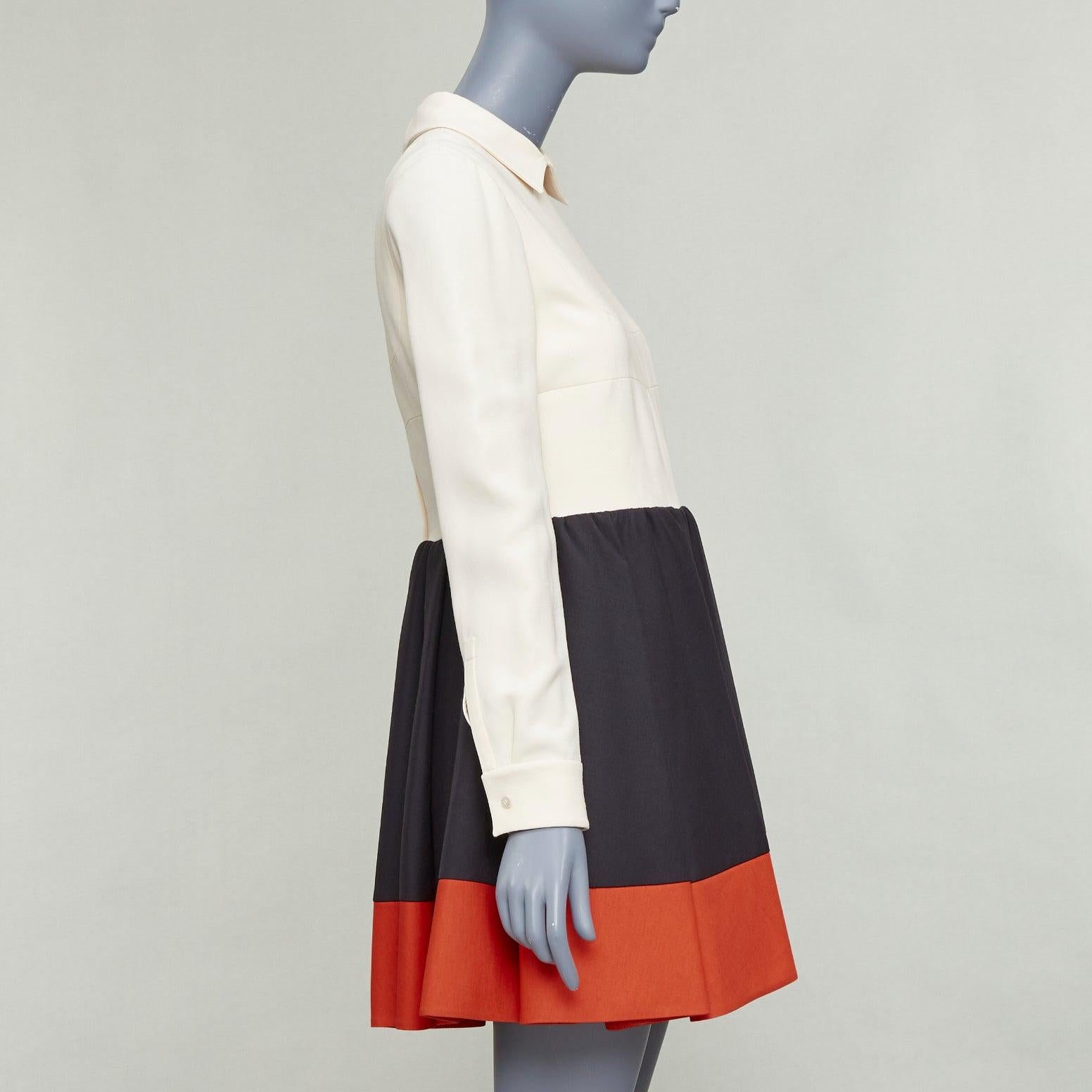 VALENTINO cream red black wool silk colorblocked cocktail dress US4 S Damen im Angebot