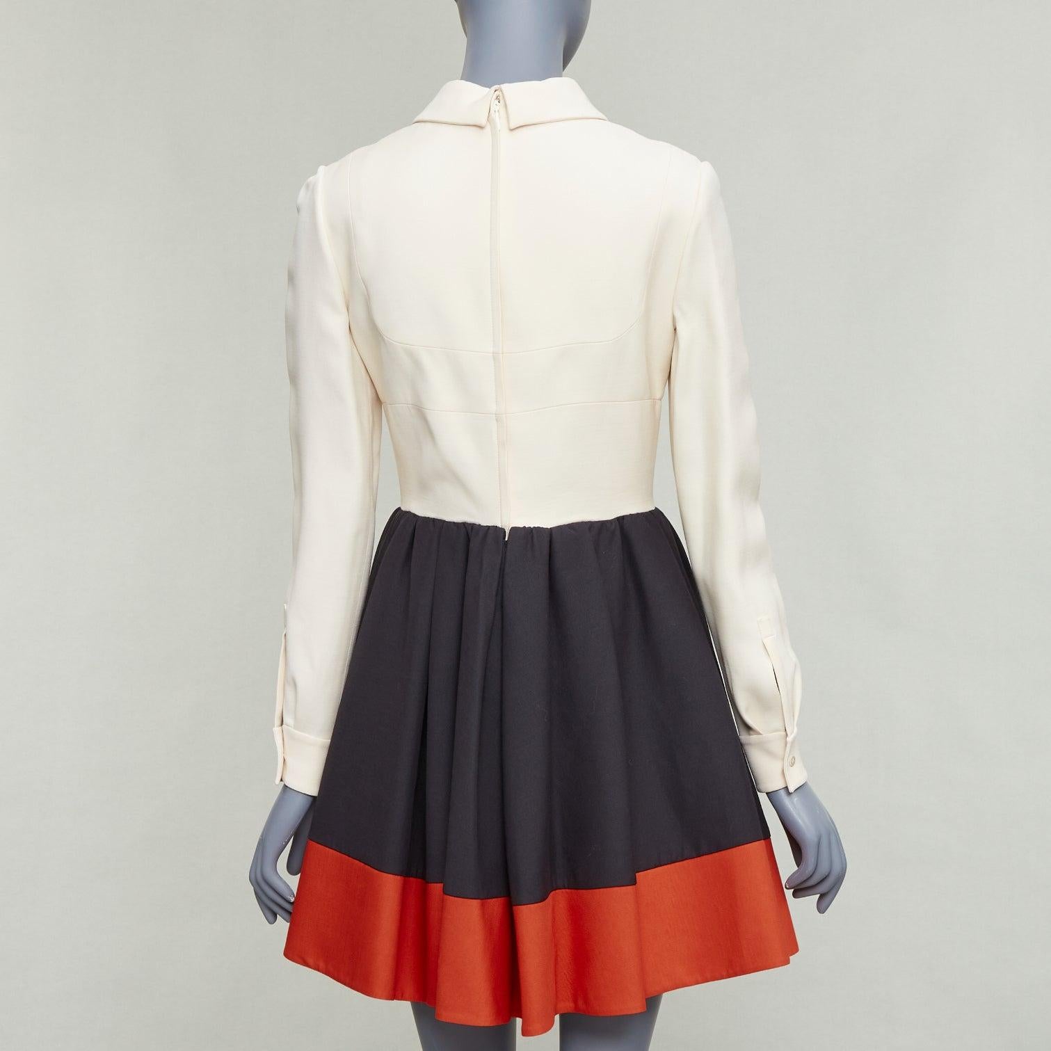 VALENTINO cream red black wool silk colorblocked cocktail dress US4 S im Angebot 1