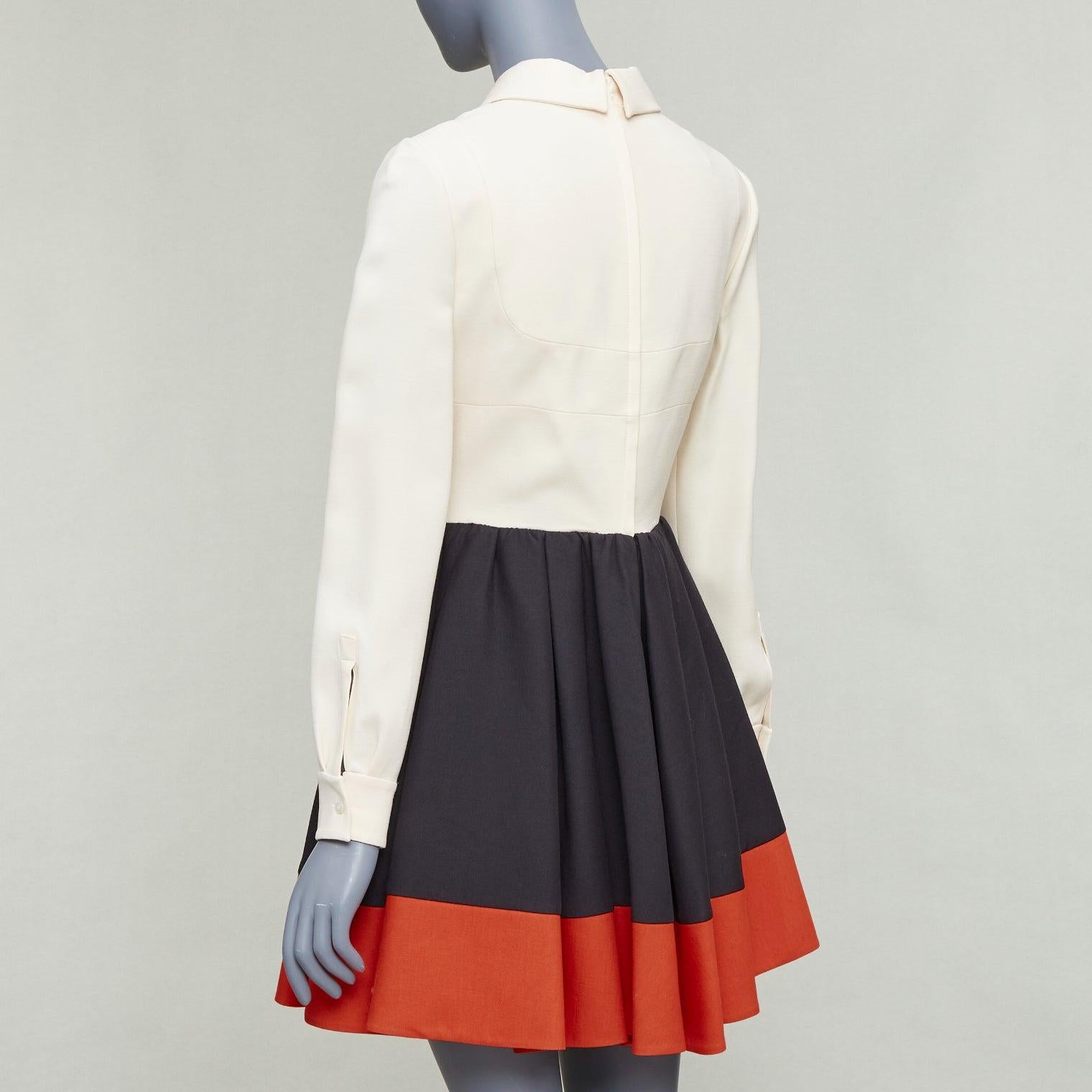 VALENTINO cream red black wool silk colorblocked cocktail dress US4 S im Angebot 2
