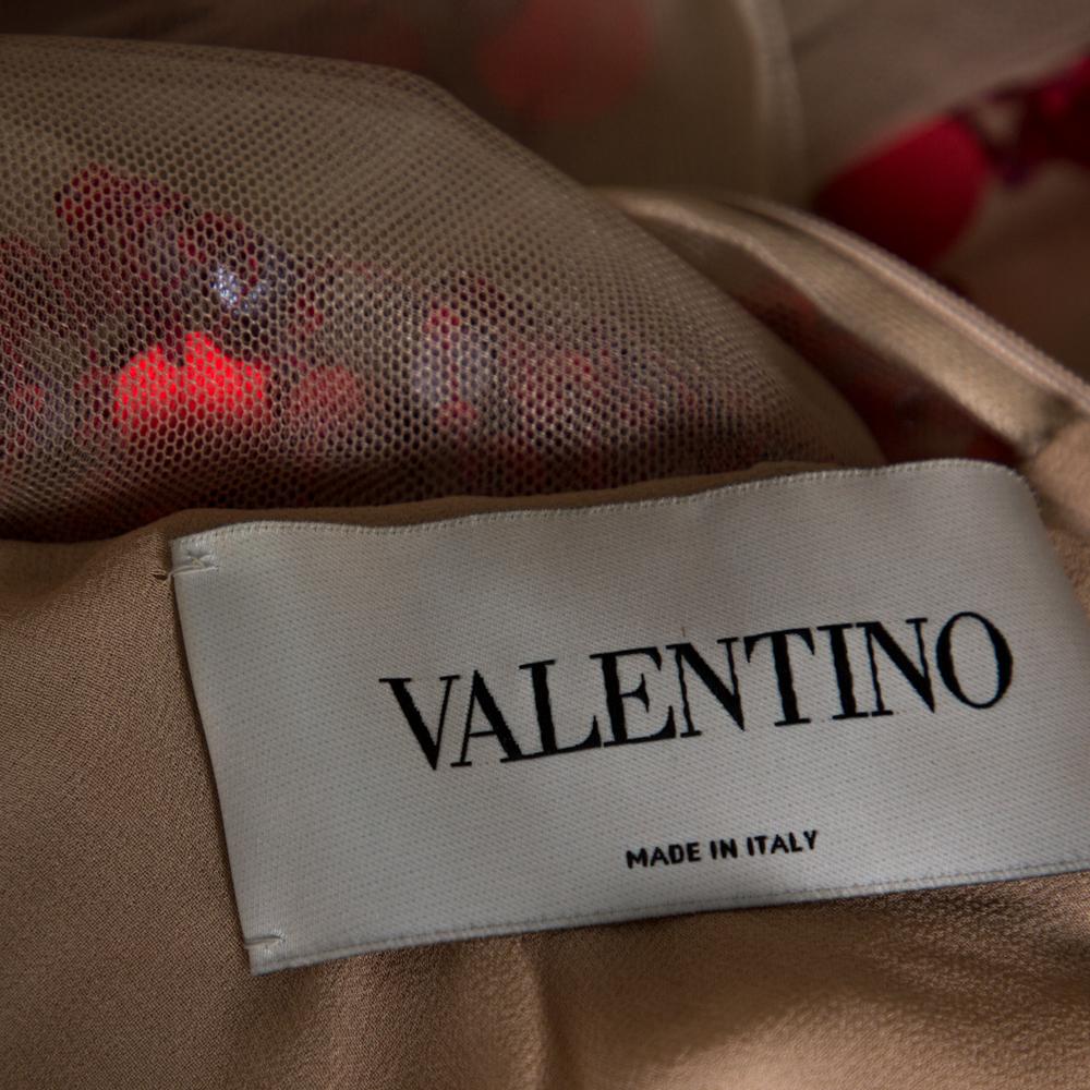 Valentino Cream & Red Paillette Embellished Tulle Dress M 1