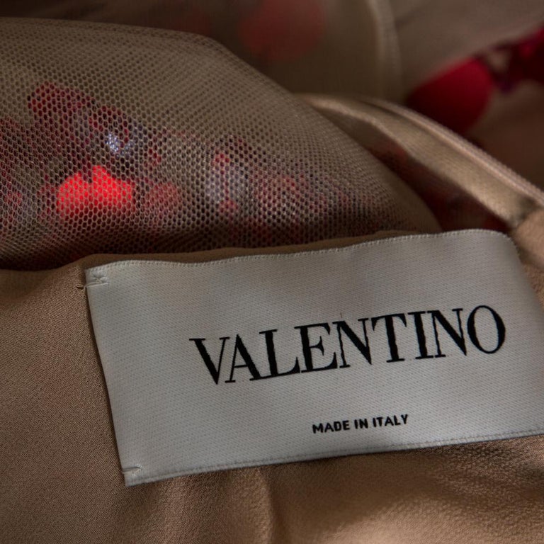 Valentino Cream and Red Paillette Embellished Tulle Dress M For Sale at ...