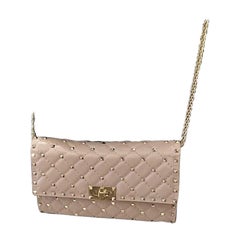 Valentino Bolso Flap Rockstud Crema Nuevo