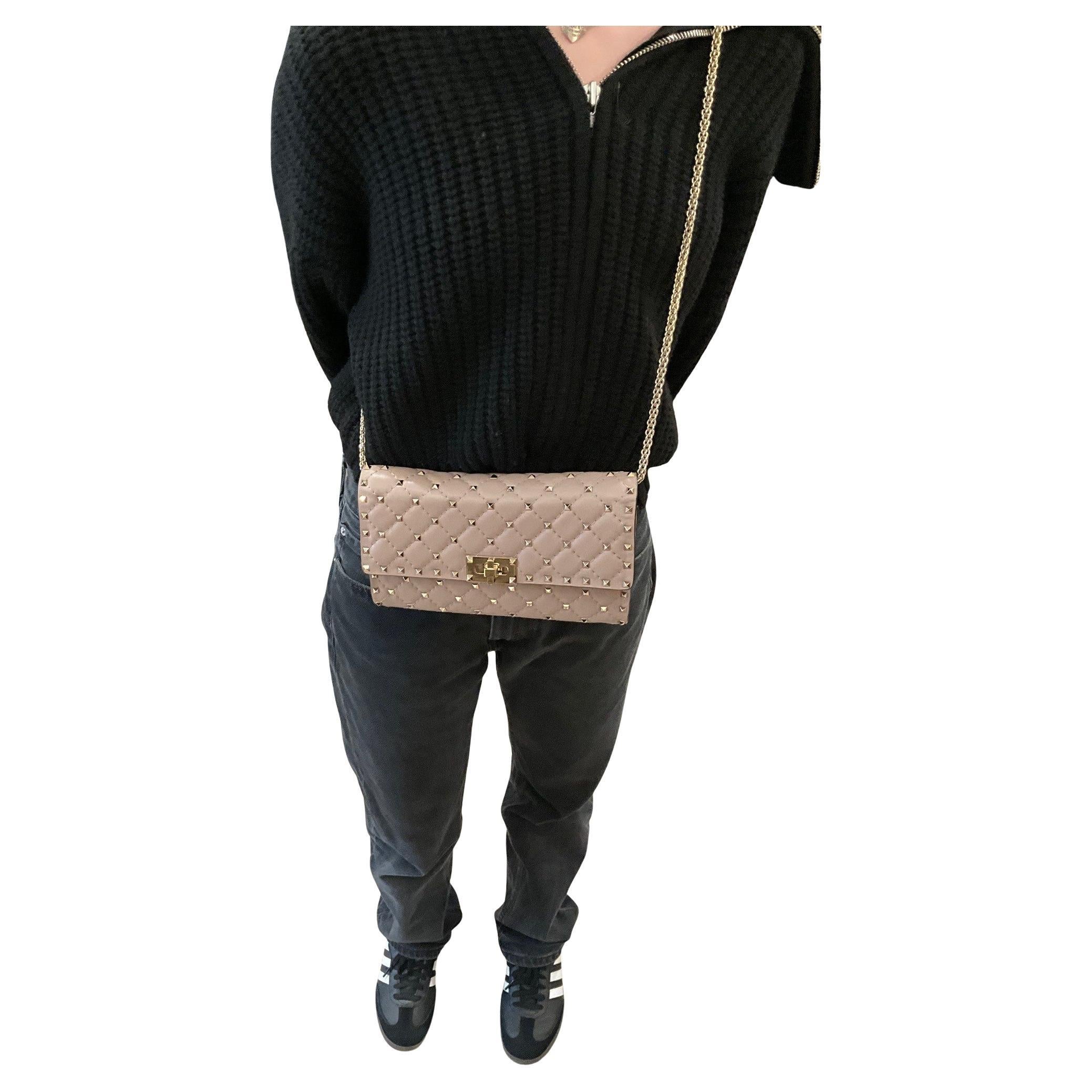 Valentino Bolso Flap Rockstud Crema Nuevo en venta