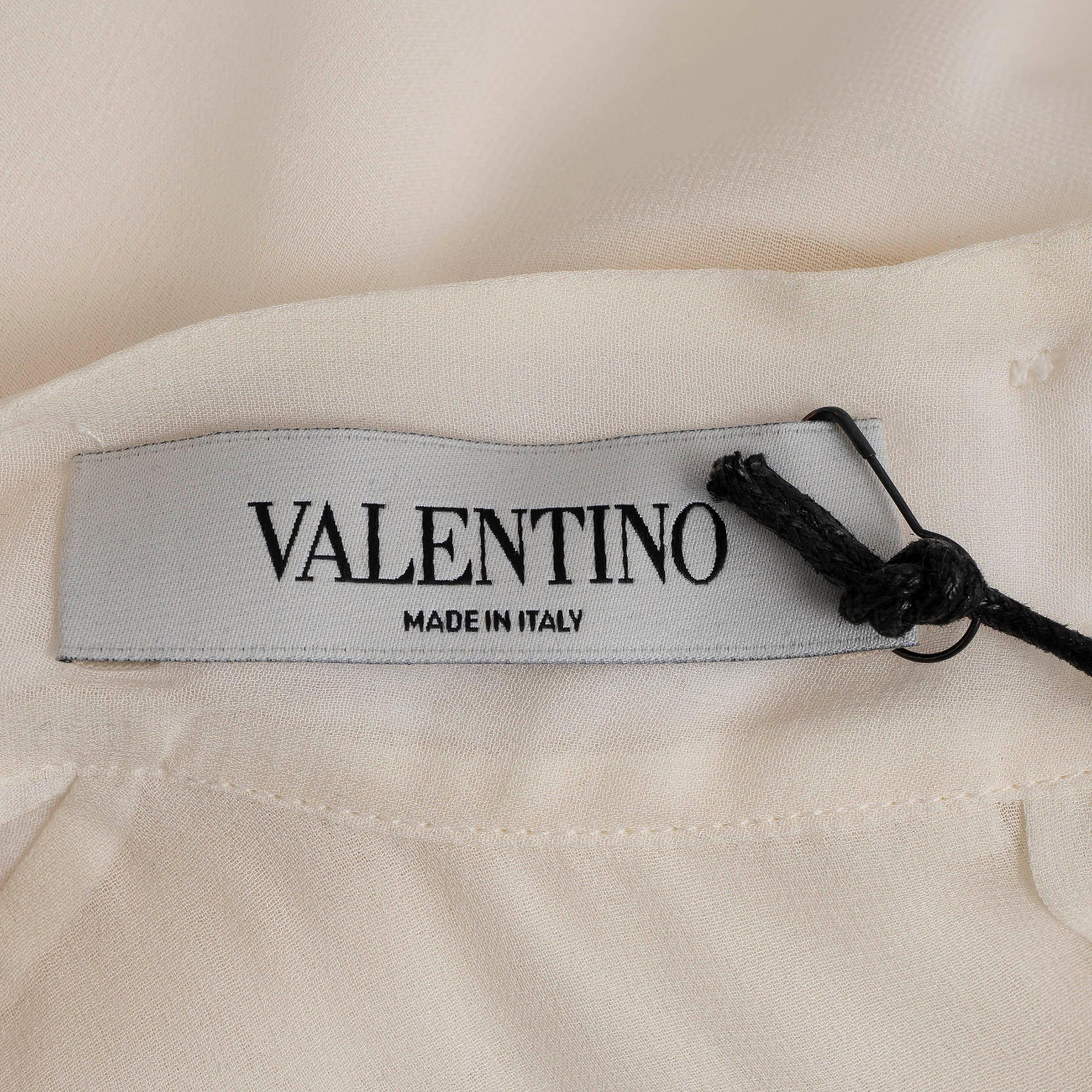 Blouse en soie crème VALENTINO 2015 LAYERED  Chemise 38 XS en vente 1