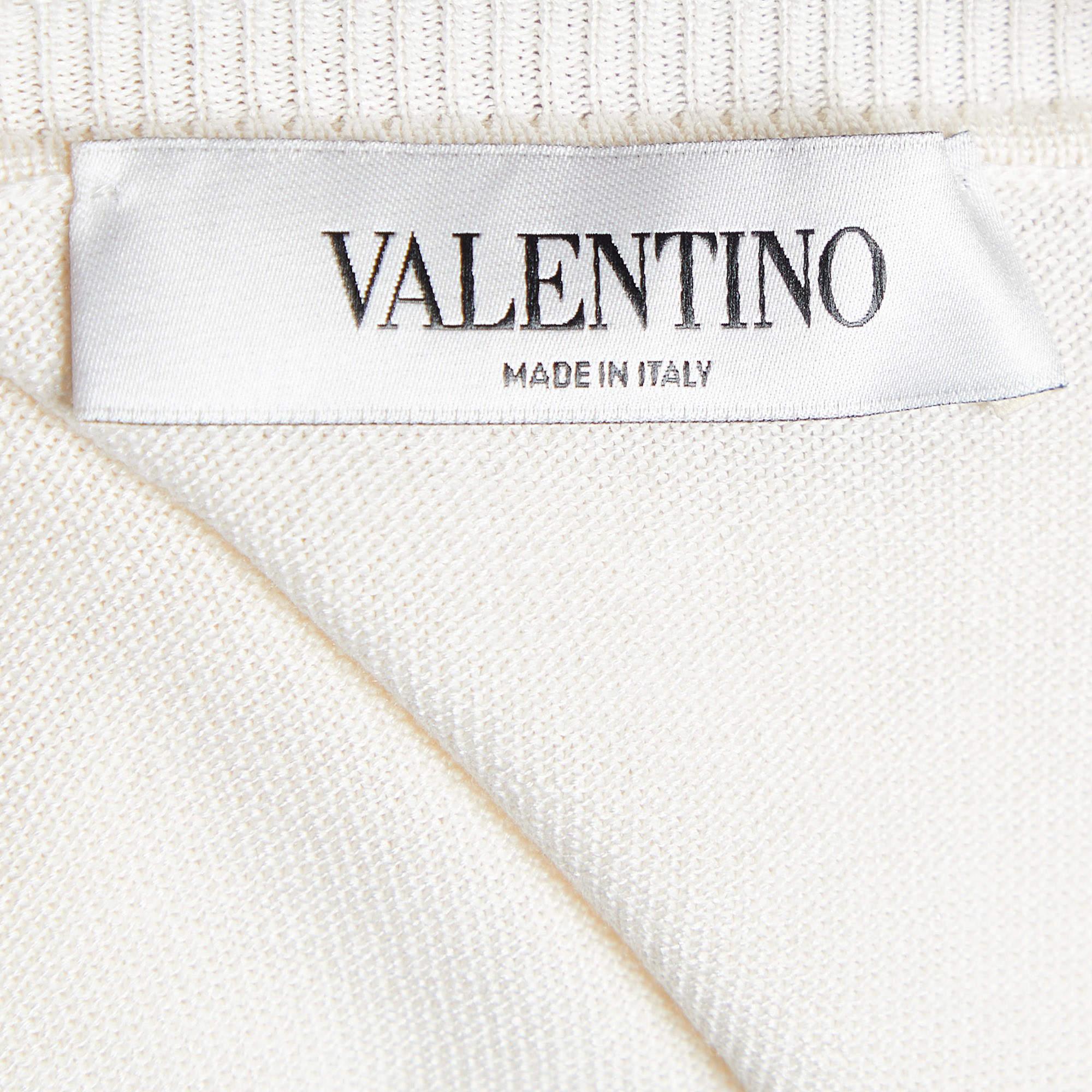 Women's Valentino Cream Silk & Cotton Knit Lace Trim Jumper S