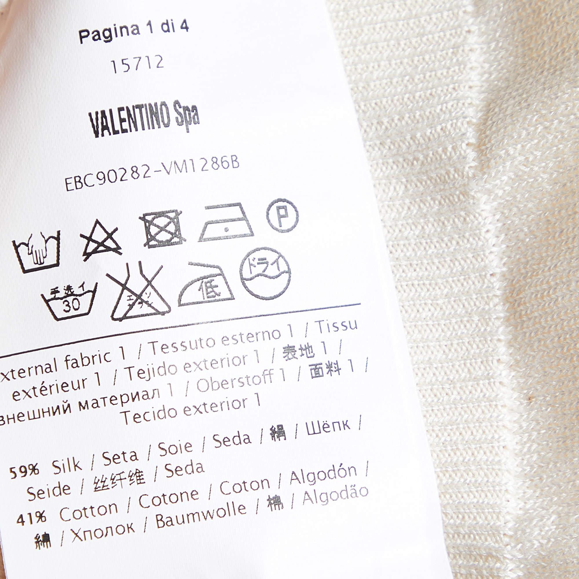 Valentino Cream Silk & Cotton Knit Lace Trim Jumper S 1