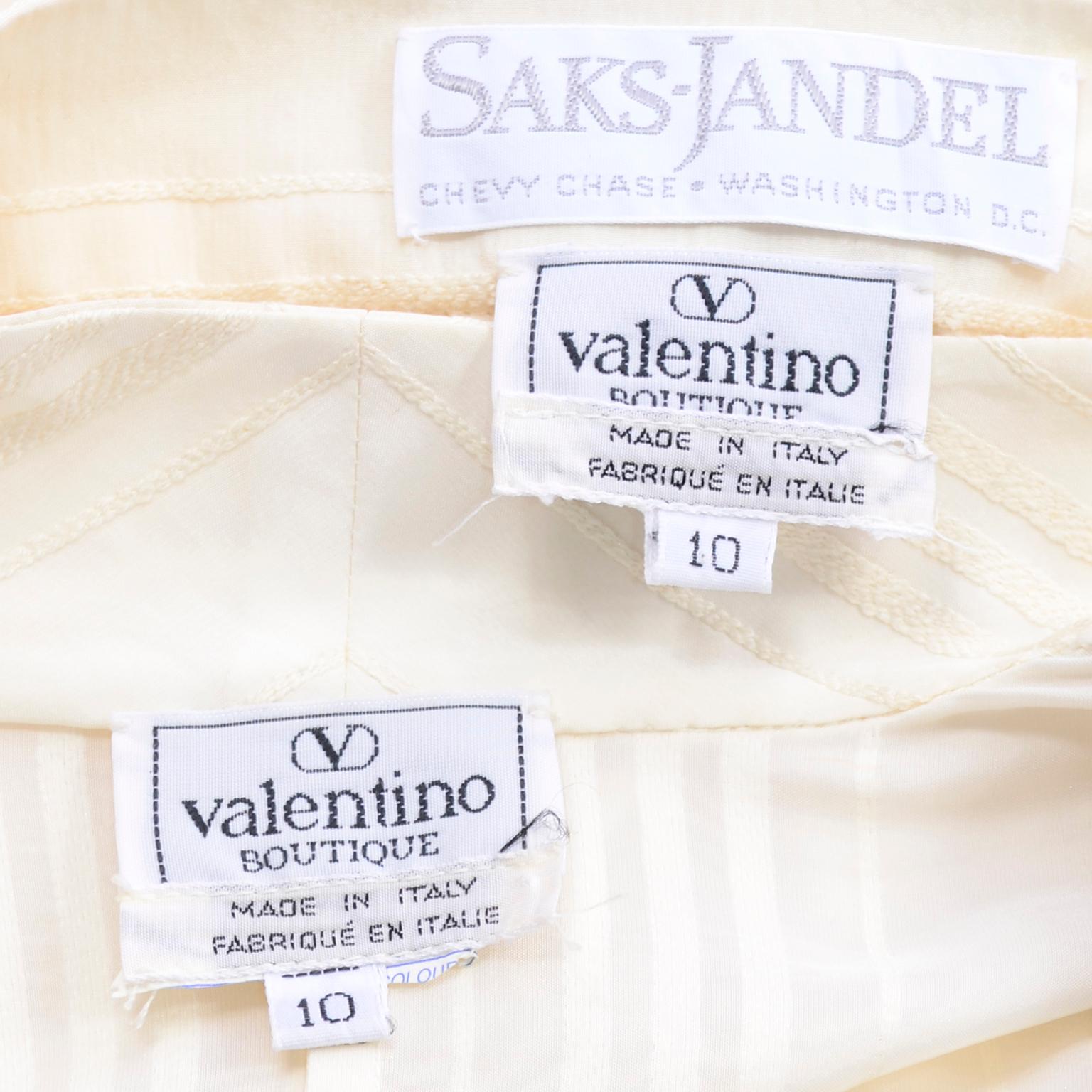 Valentino Cream Tonal Stripe Silk & Lace Pantsuit Wide Leg Pants & Blouse Outfit 5