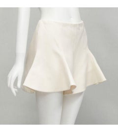 VALENTINO cream virgin wool silk crepe high waist flared skorts shorts IT38 XS