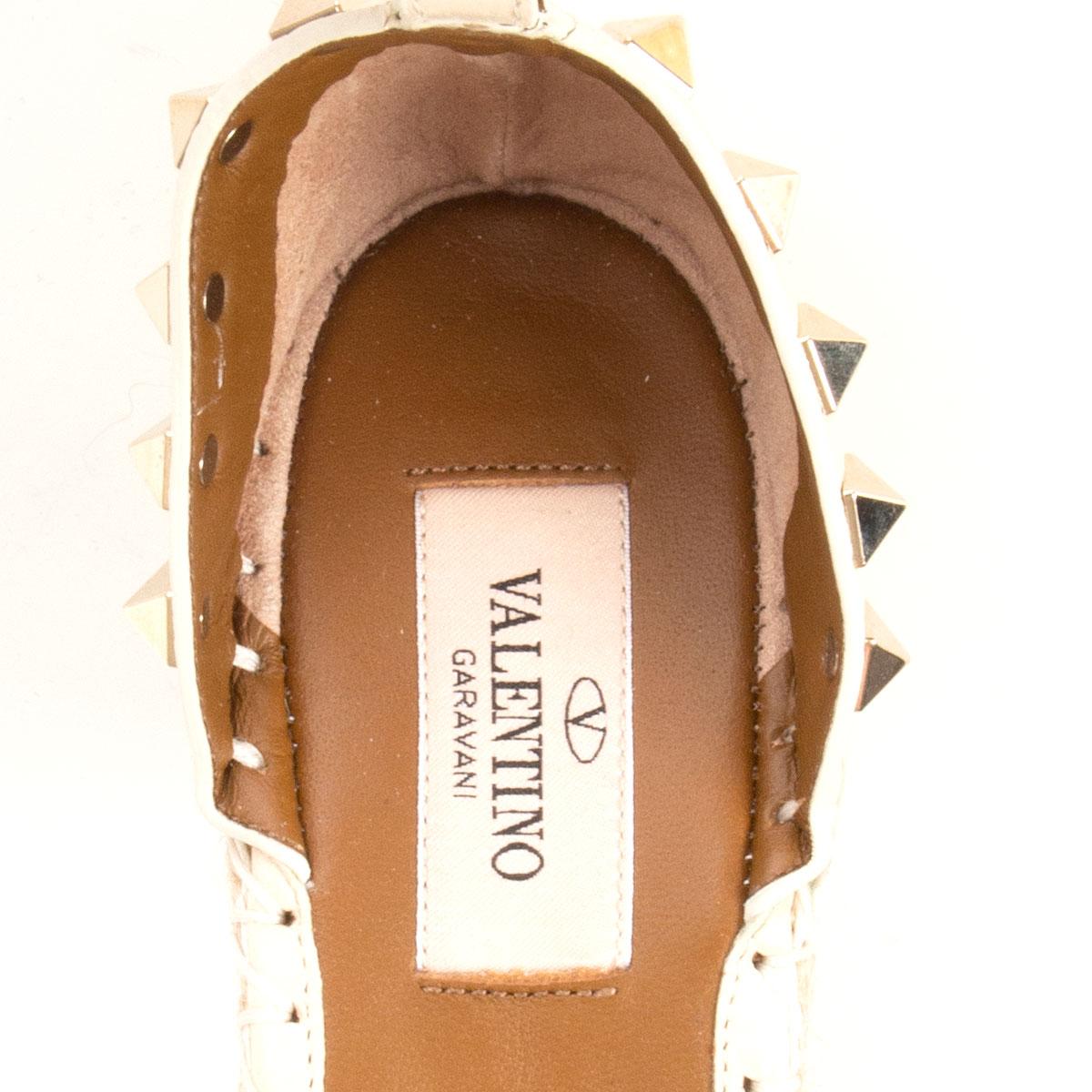 Women's VALENTINO cream white leather ROCKSTUD Wedge Sandals Shoes 36