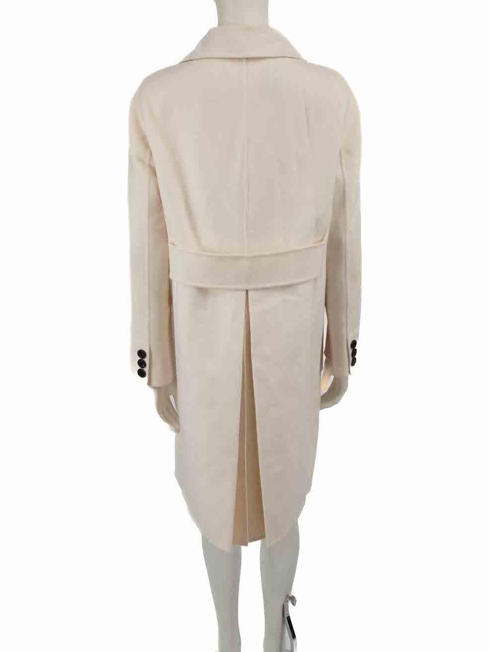 Valentino Cream Wool Double-Breasted Coat Size L In Excellent Condition For Sale In London, GB