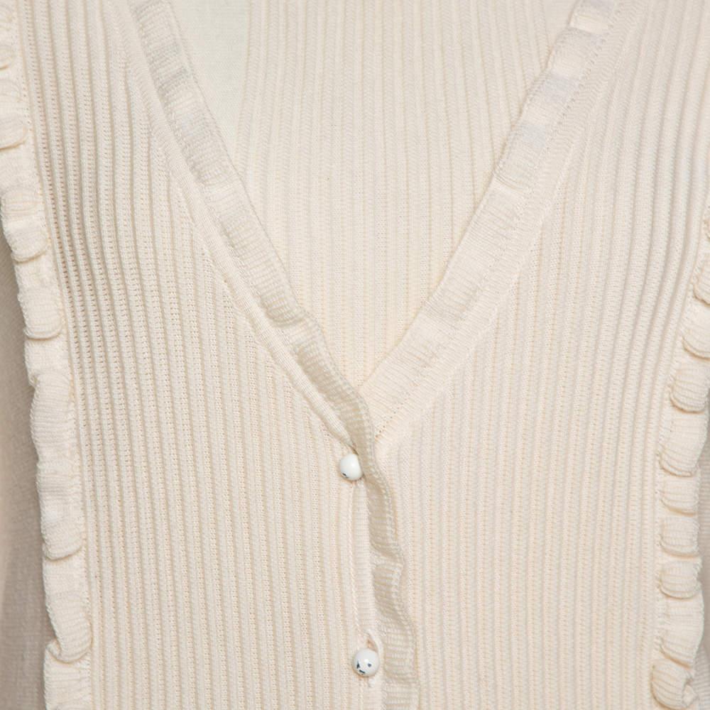 Valentino Cream Wool Knit Lace Trim Sweater & Cardigan Set M en vente 2