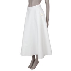 VALENTINO cream wool & silk 2024 VLOGO CREPE COUTURE MIDI Skirt 40 S
