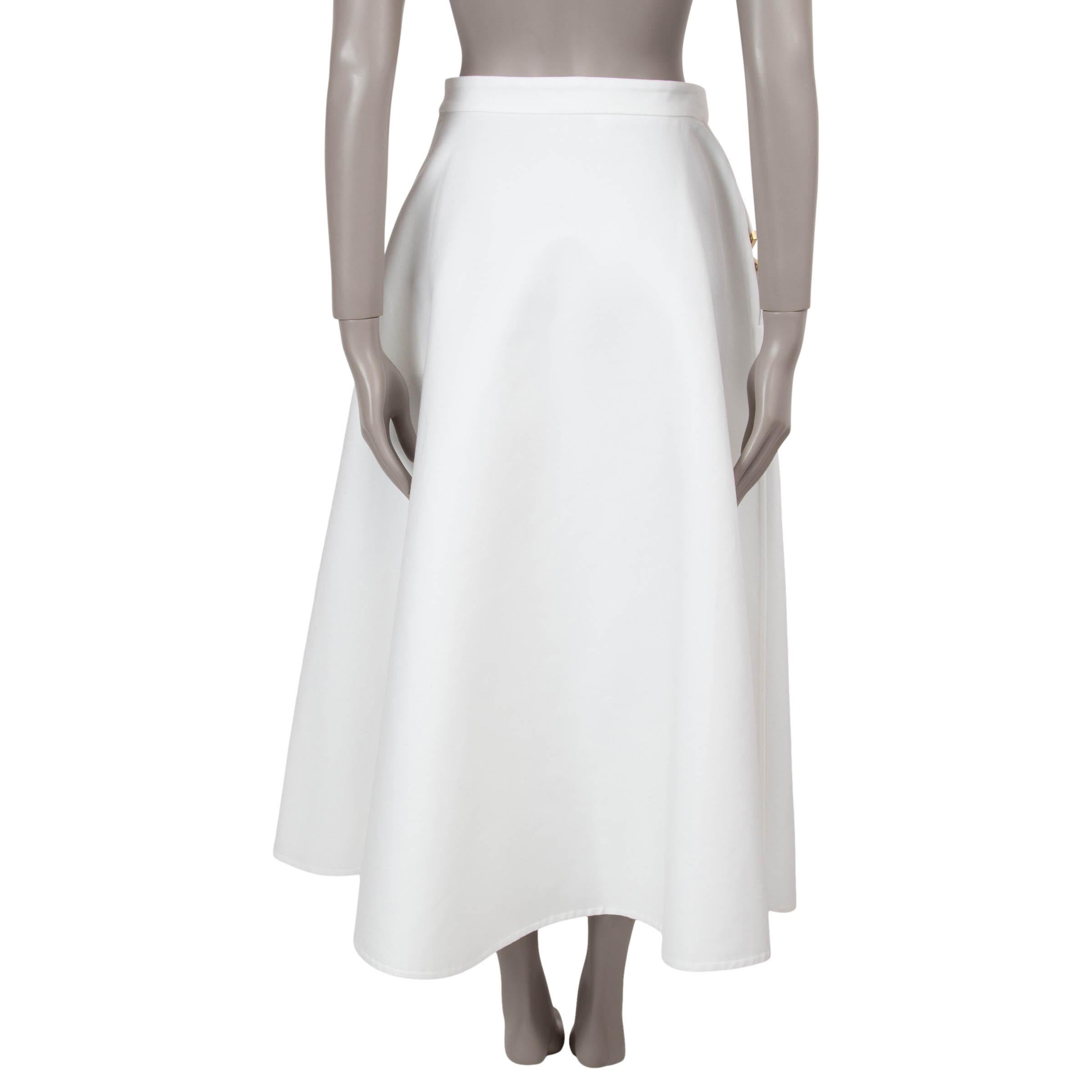 Gris Valentino Couture - Jupe midi en laine et soie crème 2024 VLOGO CREPE COUTURE 40 S en vente