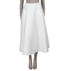 VALENTINO cream wool & silk 2024 VLOGO CREPE COUTURE MIDI Skirt 40 S