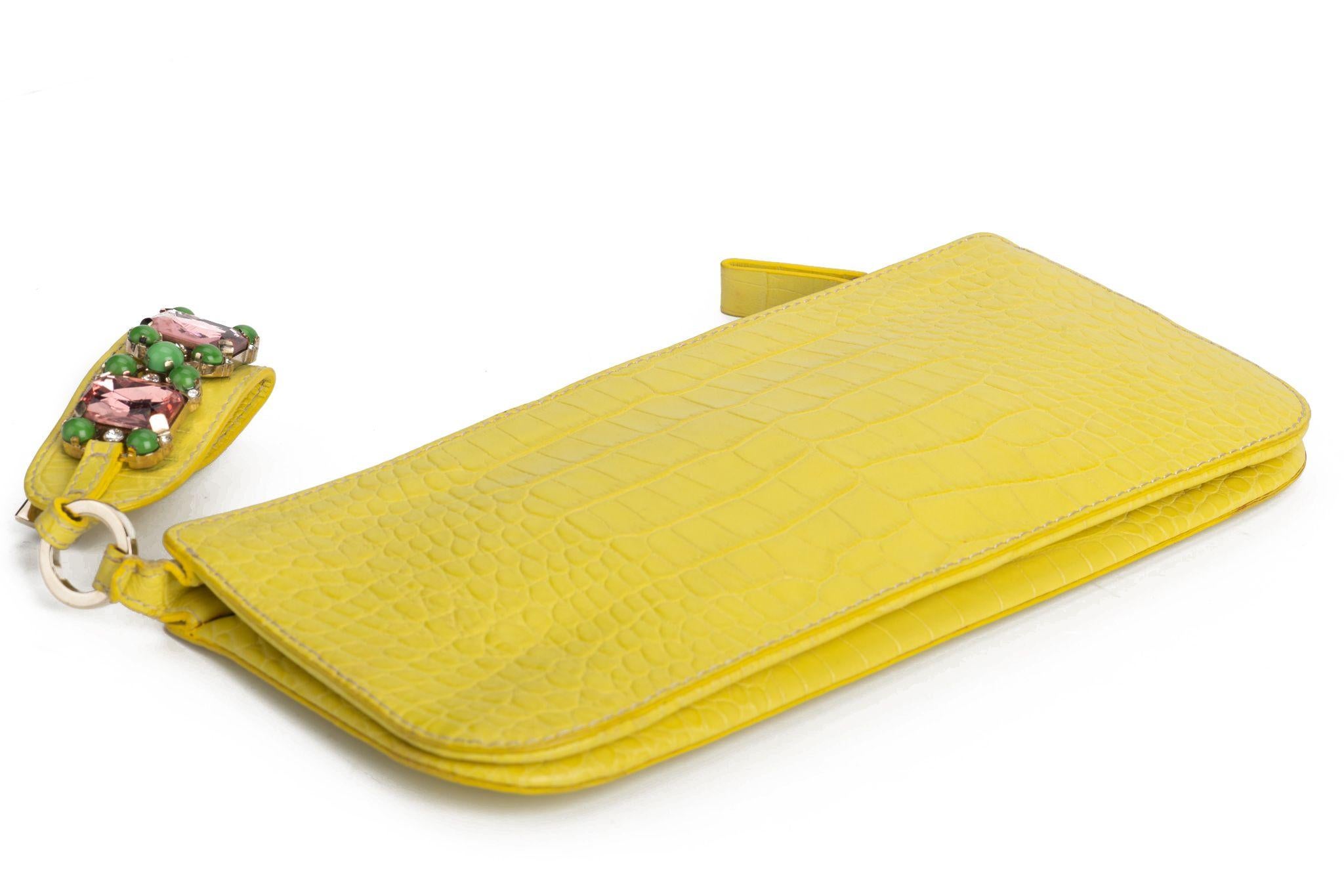 Women's or Men's Valentino Croc print Yellow Wrist Purse For Sale