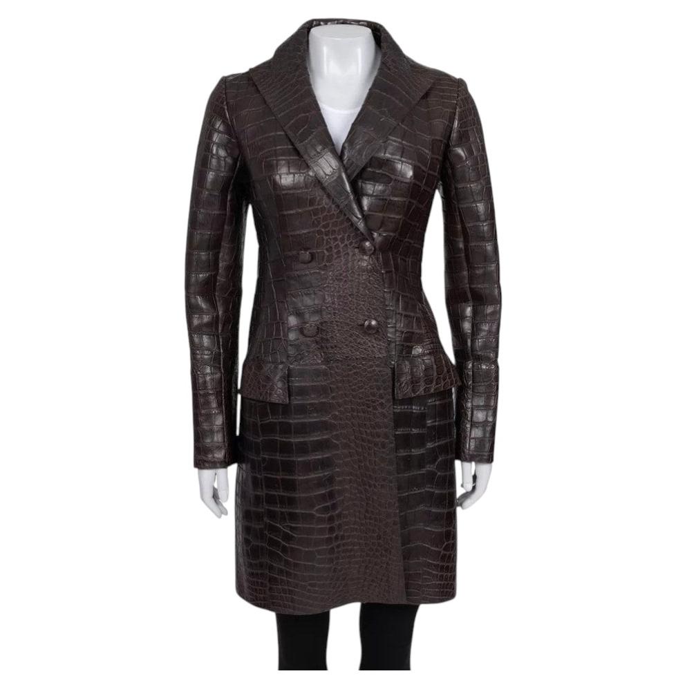 Valentino Crocodile Leather & Weasel Fur Coat - IT 38 For Sale