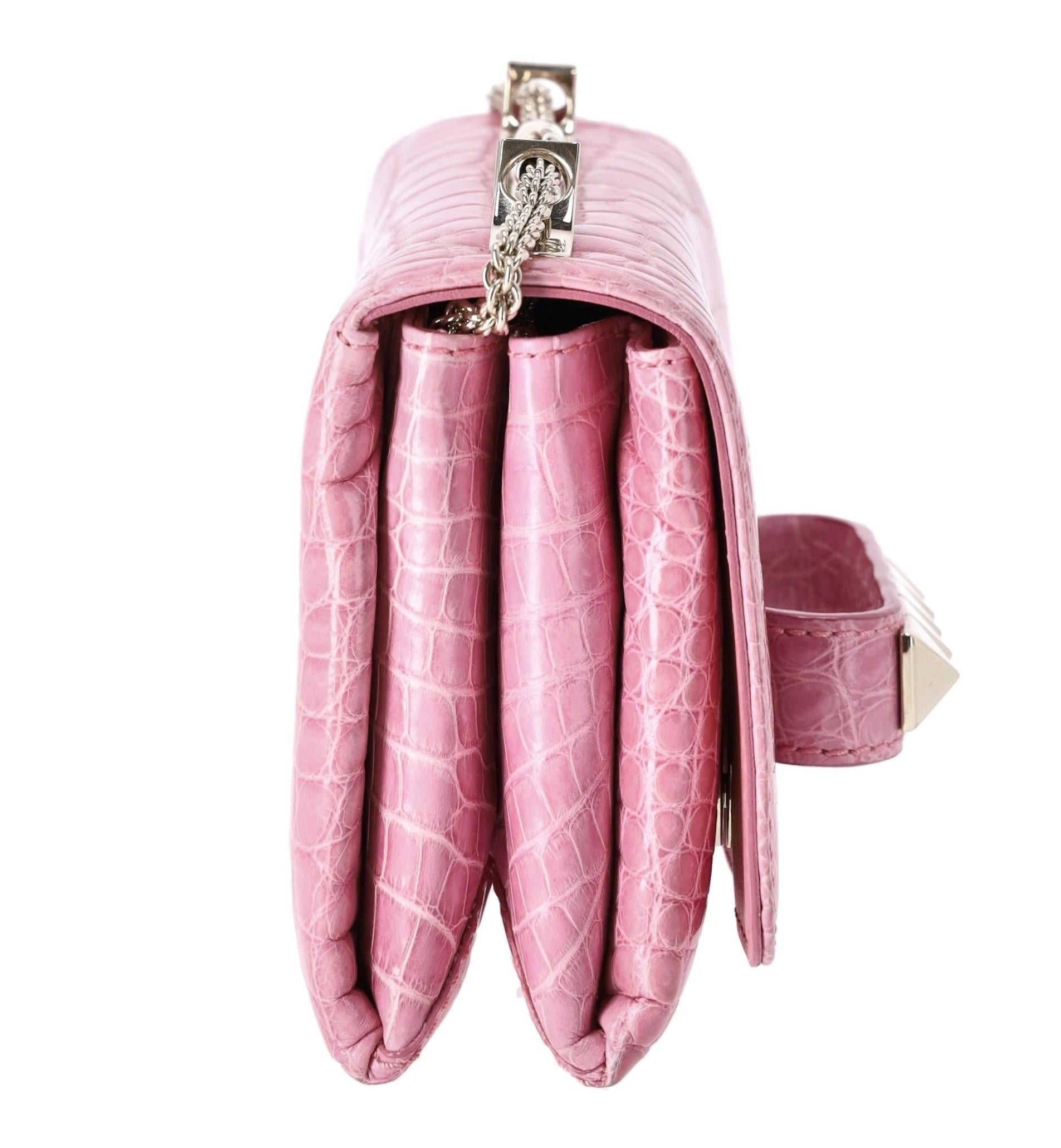 Pink Valentino Crocodile Skin Va Va Voom Bag For Sale