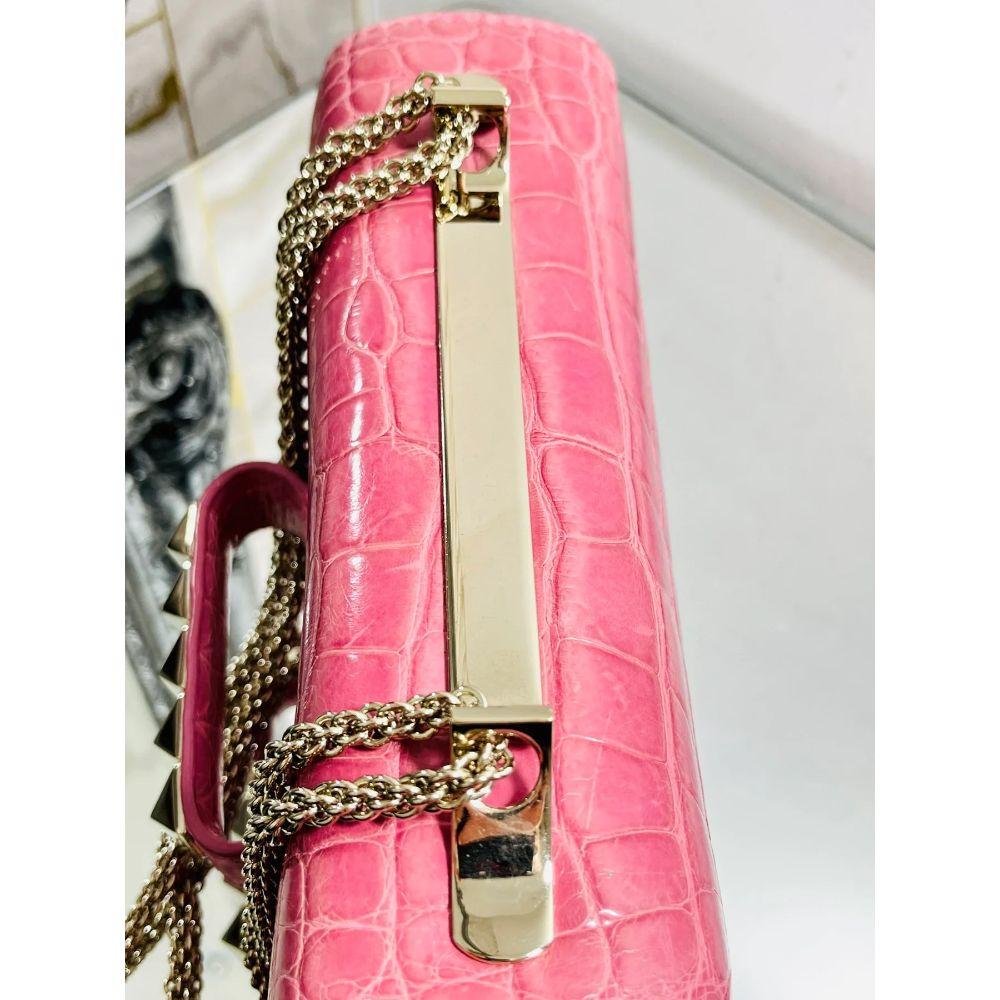 Pink Valentino Crocodile Skin Va-Va-Voom Handbag For Sale