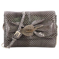 Valentino Crystal Brooch Crossbody Bag Python Mini
