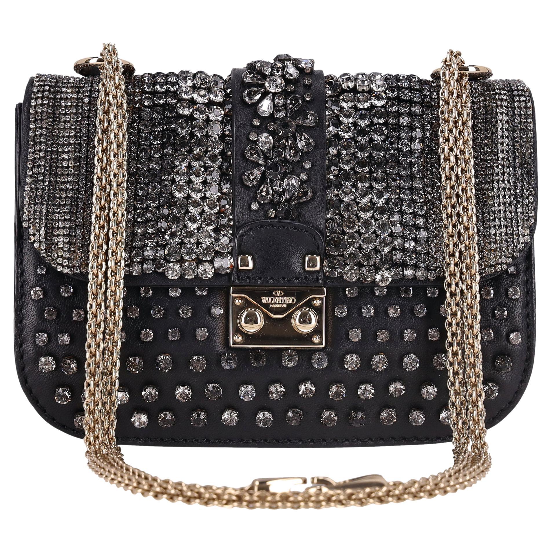 Valentino - Sac Glam Lock orné de cristaux en vente