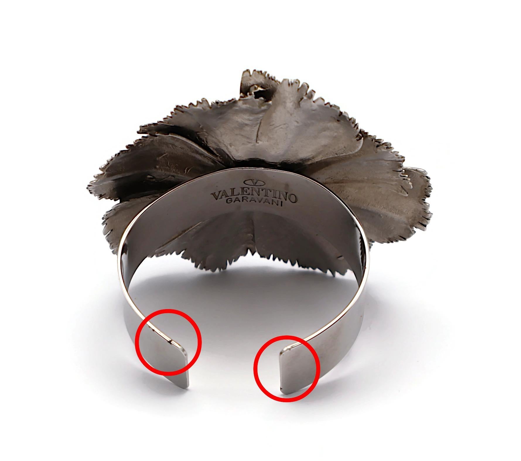 VALENTINO Crystal Flower Cuff Bracelet For Sale 6