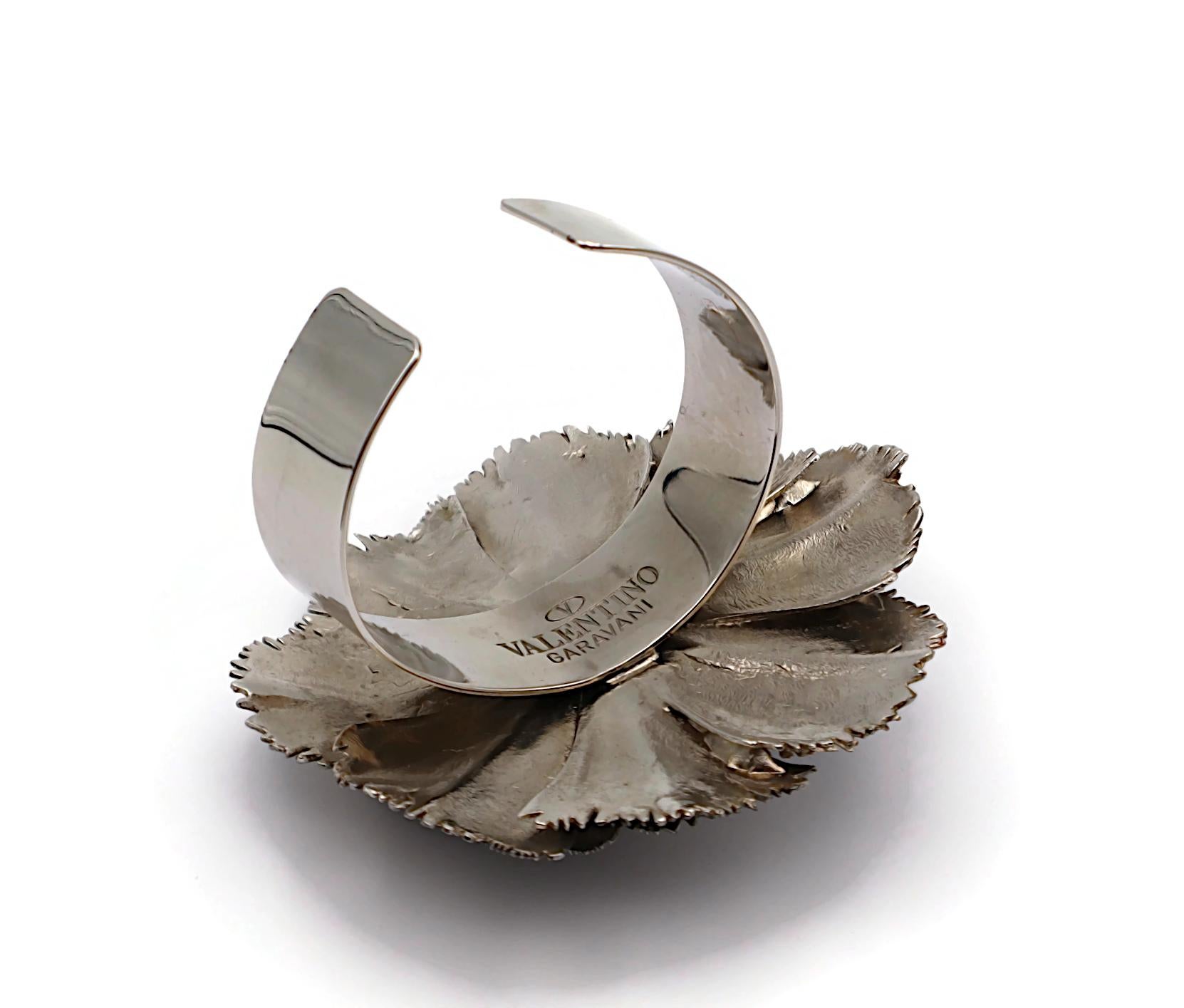 VALENTINO Crystal Flower Cuff Bracelet For Sale 3