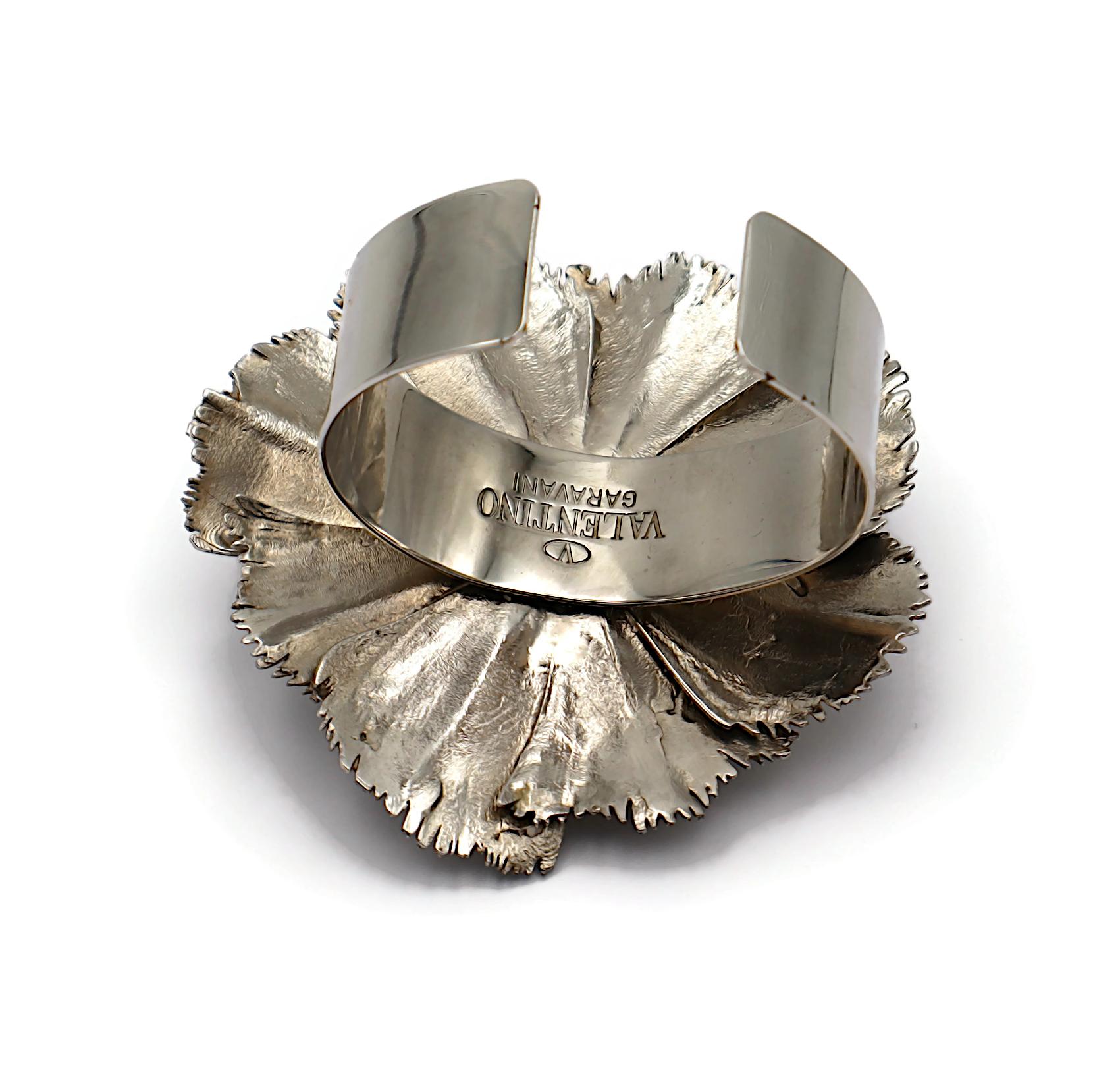 VALENTINO Crystal Flower Cuff Bracelet For Sale 4