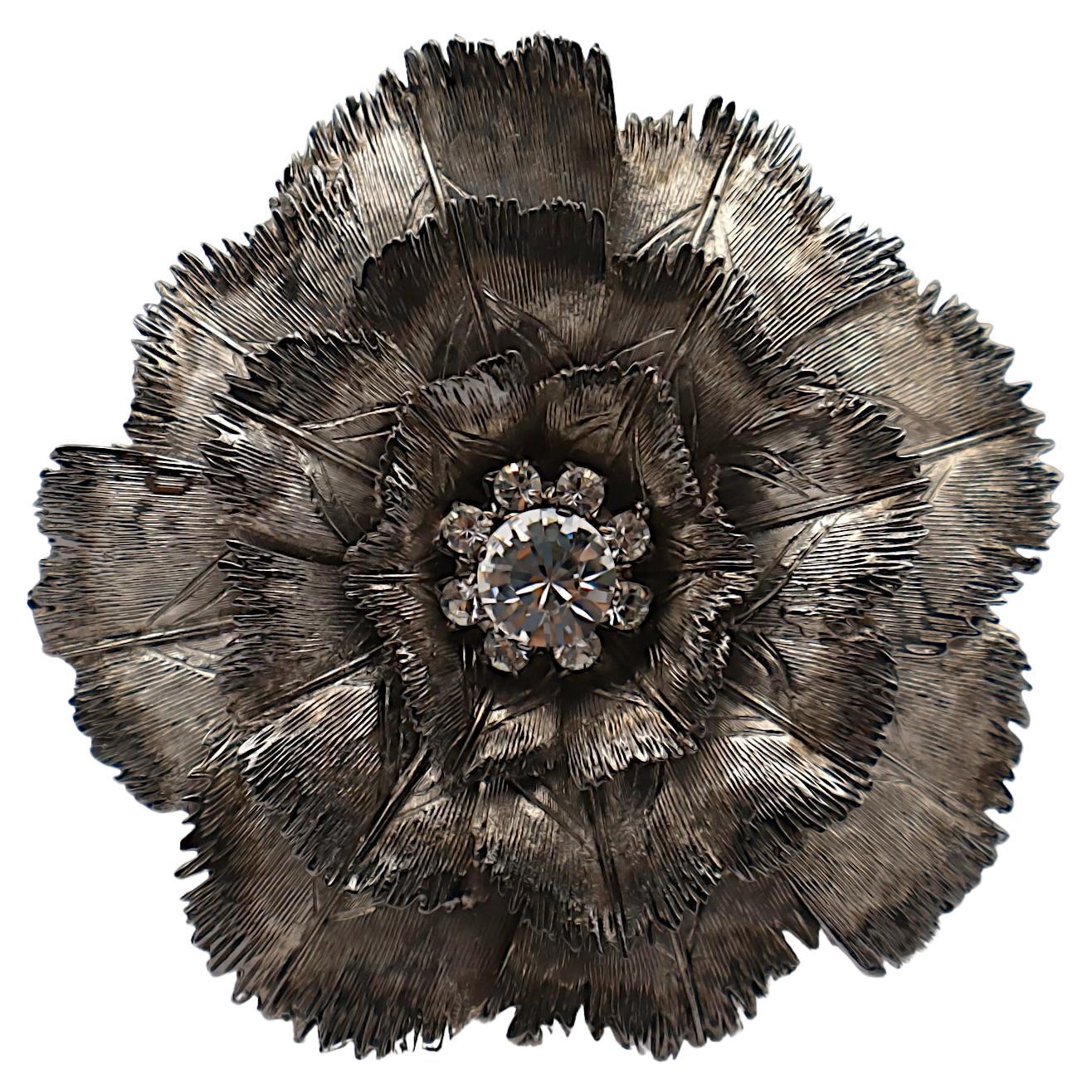 VALENTINO Crystal Flower Cuff Bracelet For Sale