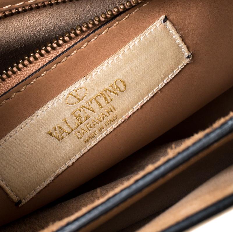 Women's Valentino Dark Beige Leather B-Rockstud Chain Shoulder Bag