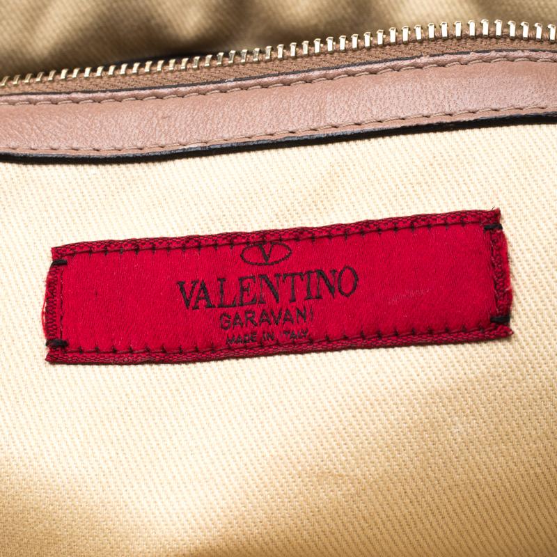 Women's Valentino Dark Beige Pleated Leather Bow Dome Satchel