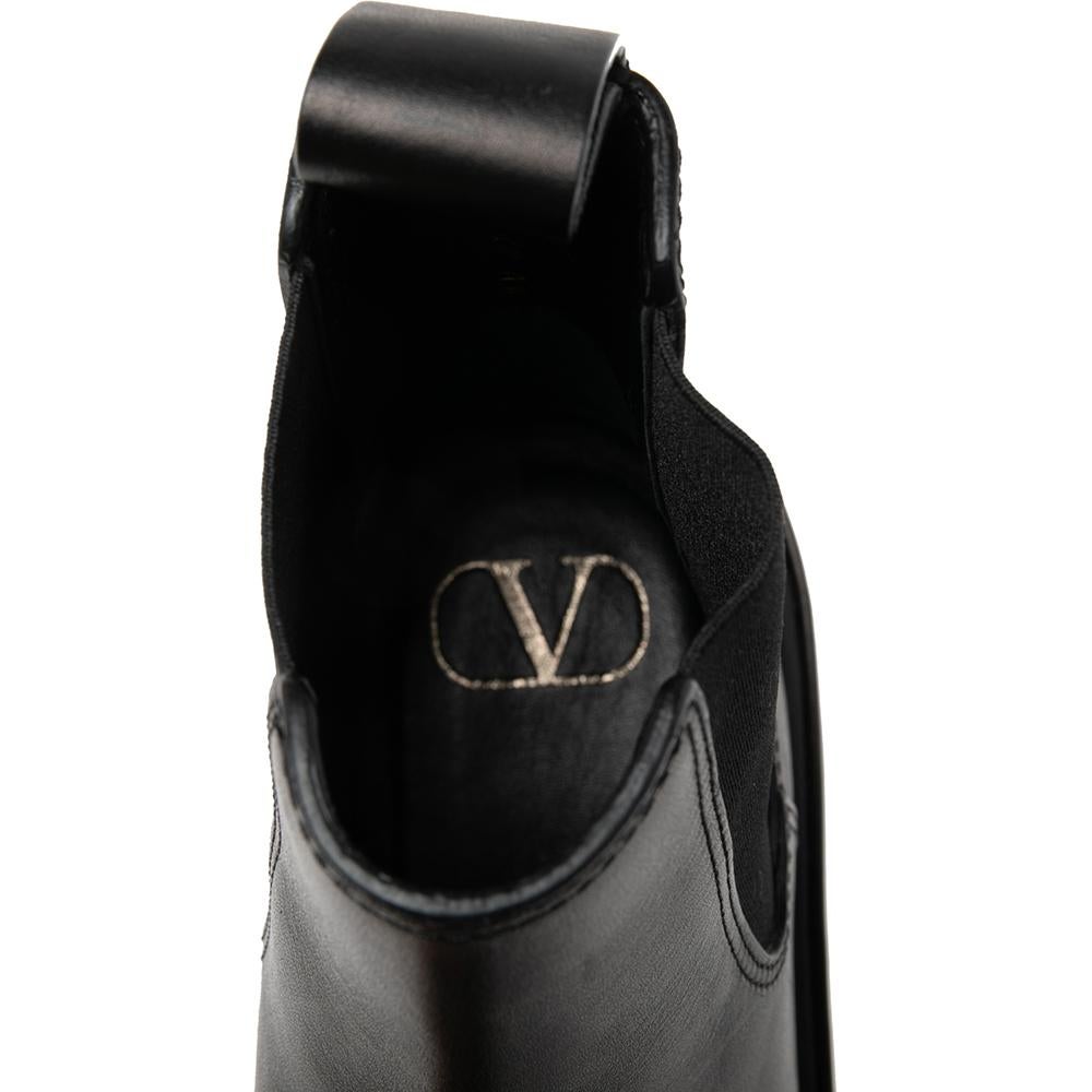 Black Valentino Dark Brown Leather Uniqueform Chelsea Boots Size 38