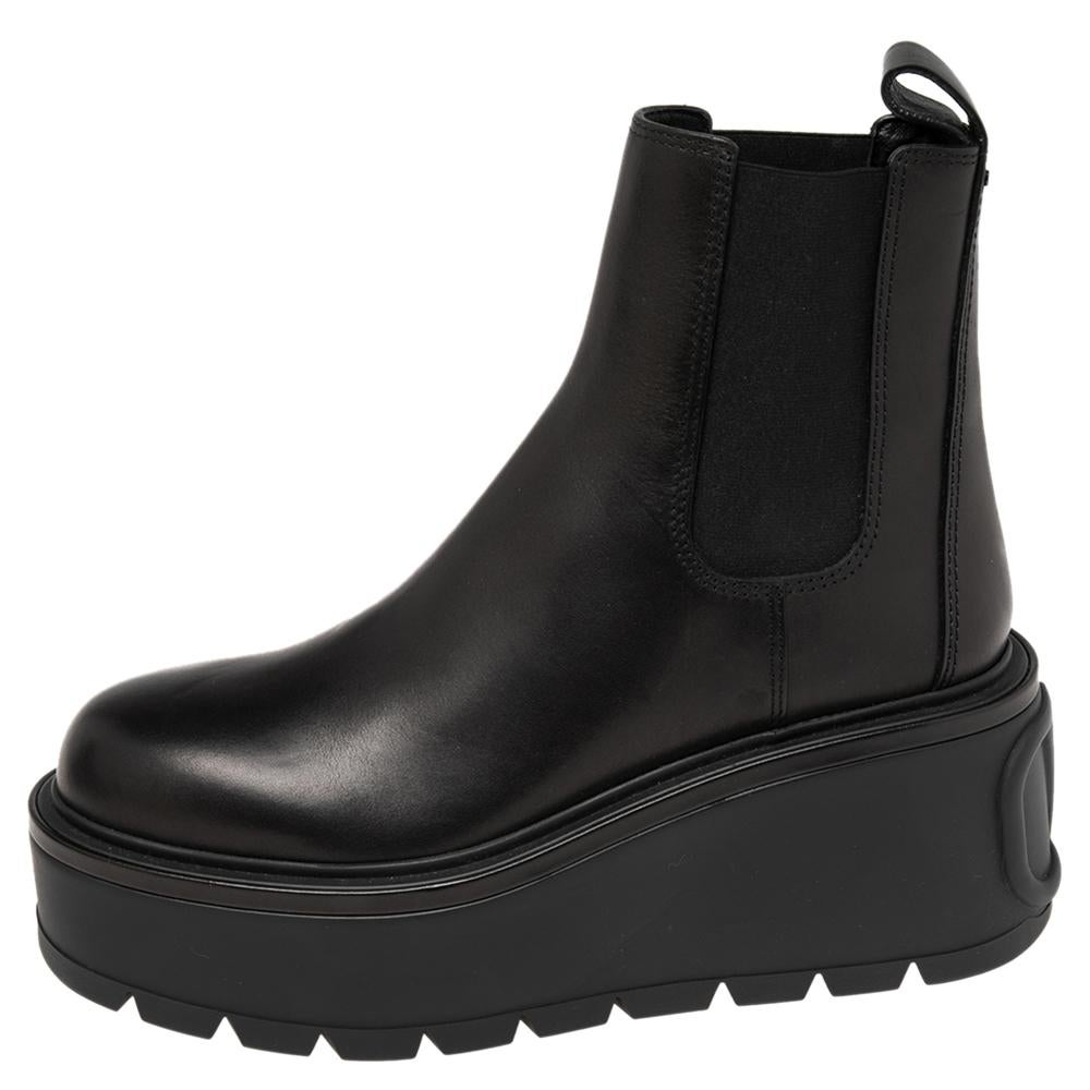 Valentino Dark Brown Leather Uniqueform Chelsea Boots Size 38 1