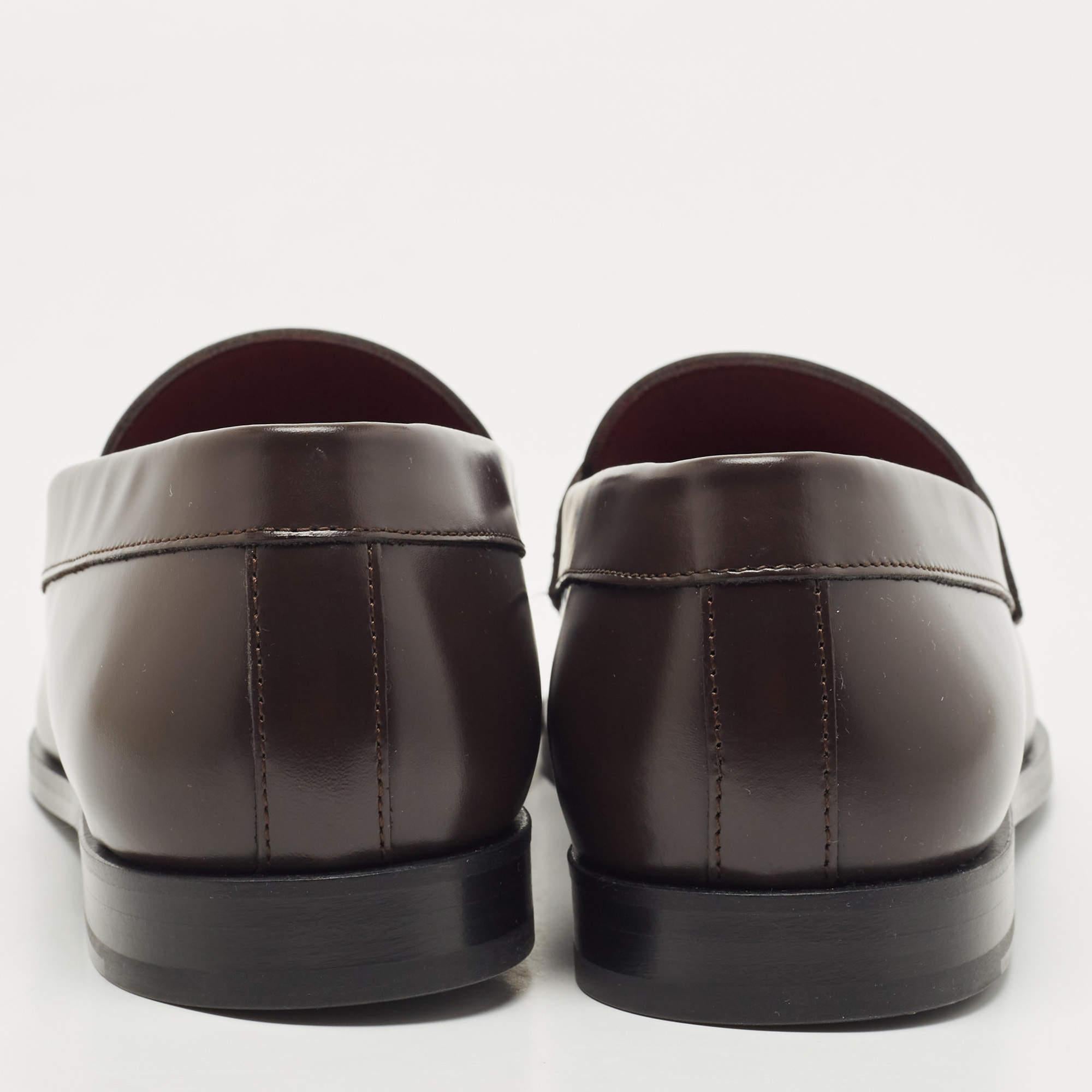 Men's Valentino Dark Brown Leather VLogo Chain Loafers Size 41