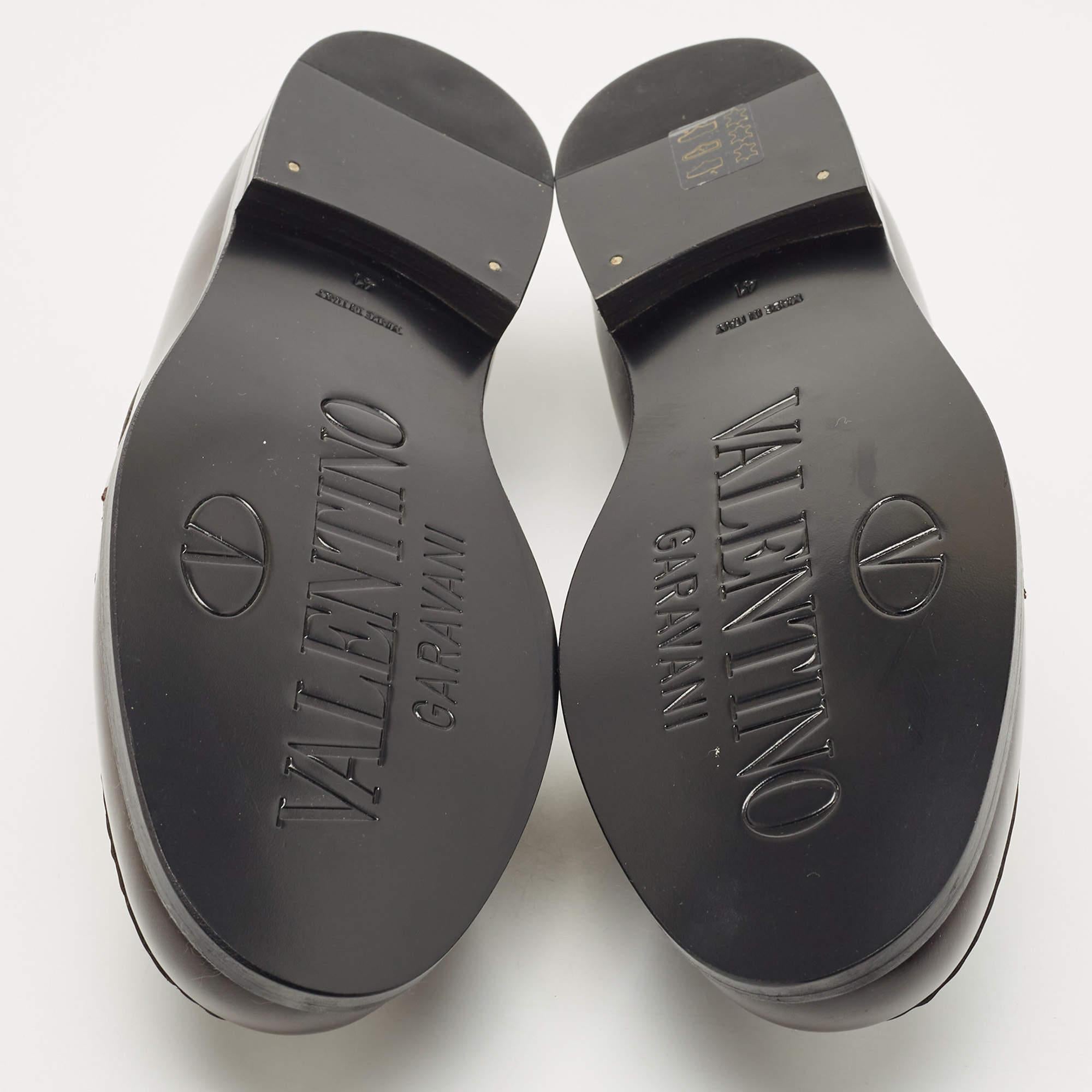 Valentino Dark Brown Leather VLogo Chain Loafers Size 41 3