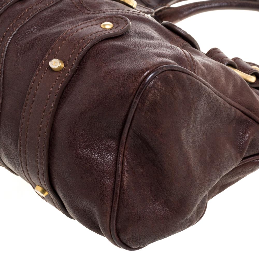 Valentino Dark Brown Leather VLogo Flap Shoulder Bag 3