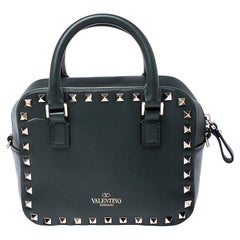 Valentino Dark Green Leather Rockstud Crossbody Bag