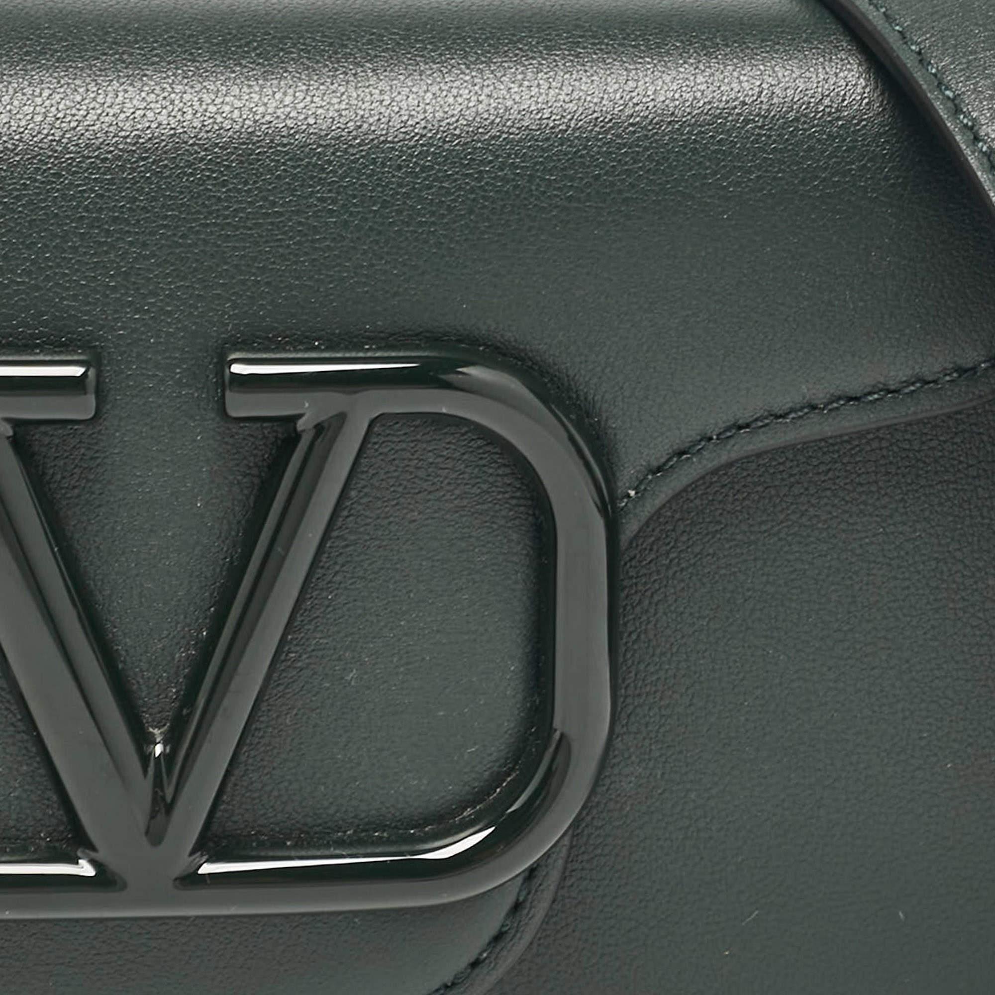 Women's Valentino Dark Green Leather Small Loco Shoulder Bag