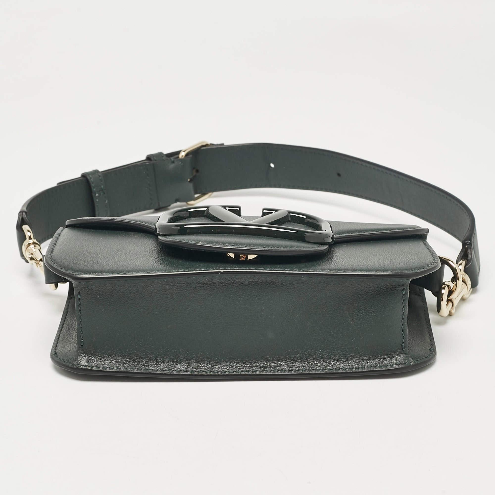 Valentino Dark Green Leather Small Loco Shoulder Bag 2