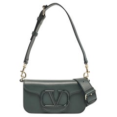 Valentino Dark Green Leather Small Loco Shoulder Bag