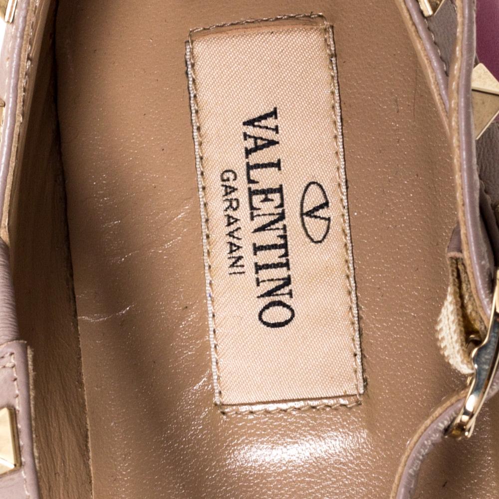 Valentino Dark Magenta Leather Rockstud Cage Ballet Flats Size 36 1