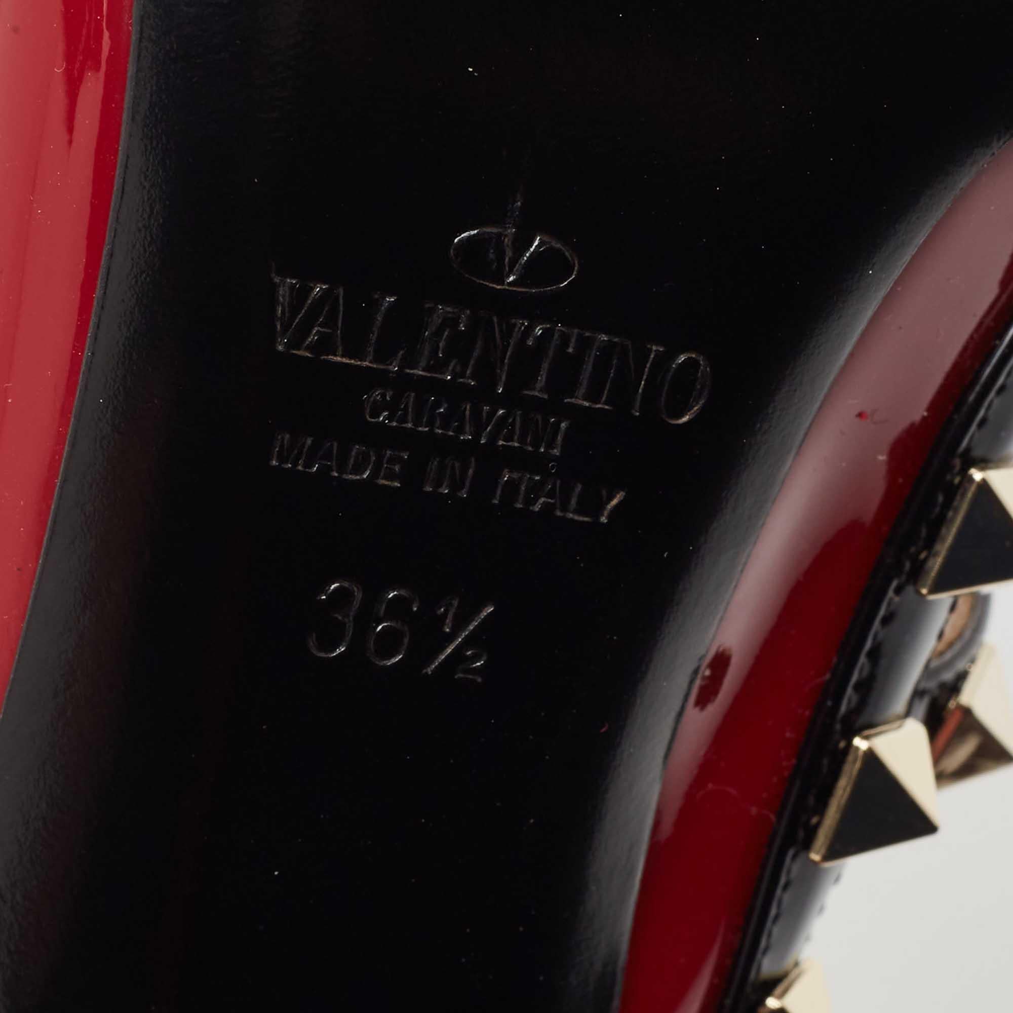 Valentino Dark Red/Black Patent Leather Rockstud Ankle Strap Pumps Size 36.5 3