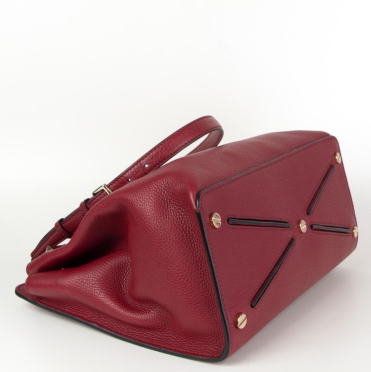 Brown VALENTINO dark red leather JOYLOCK MEDIUM Top Handle Bag