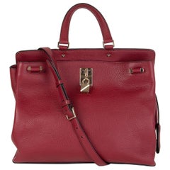 VALENTINO dark red leather JOYLOCK MEDIUM Top Handle Bag