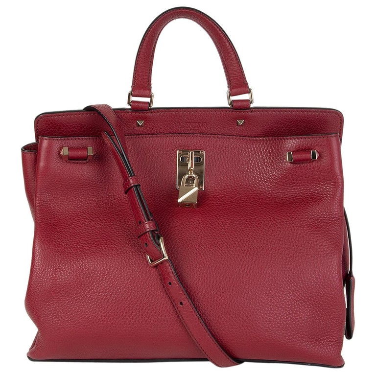 VALENTINO dark red leather JOYLOCK MEDIUM Top Handle Bag at 1stDibs ...
