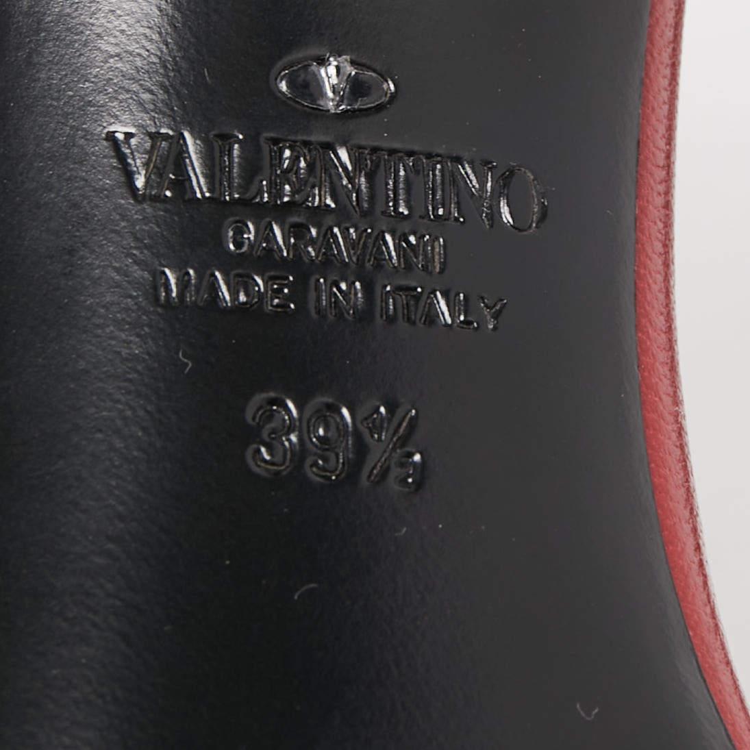 Valentino Dark Red Leather Rose Atelier Slide Sandals Size 39.5 1