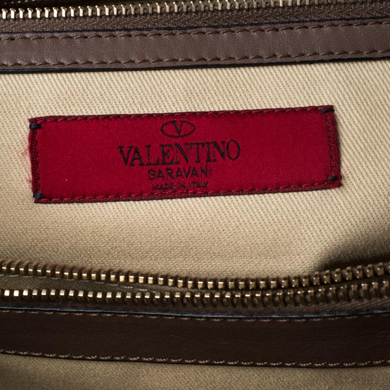 Valentino Dark Taupe Leather Demetra Tote In Good Condition In Dubai, Al Qouz 2