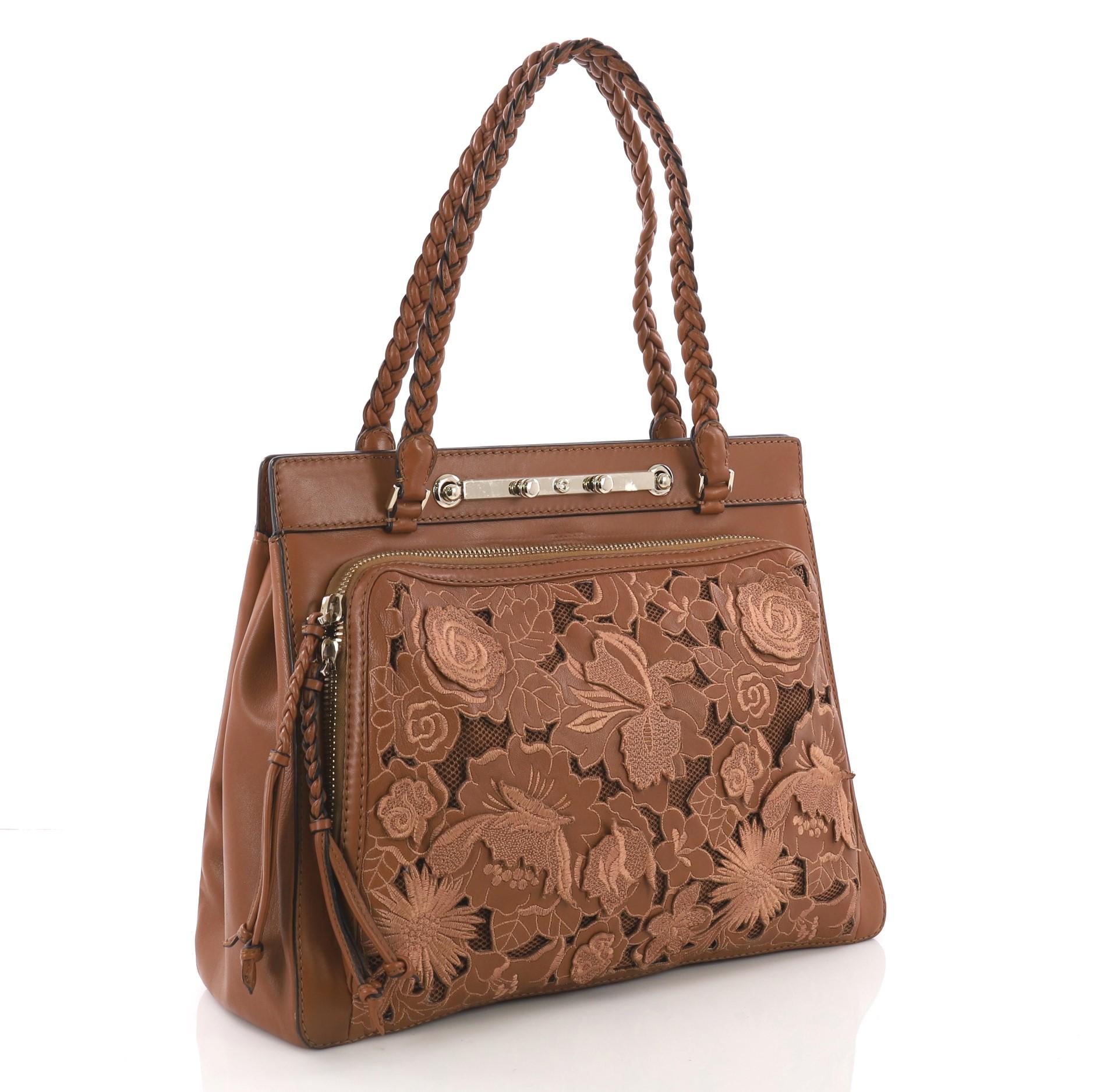 Brown Valentino Demetra Tote Leather Lace