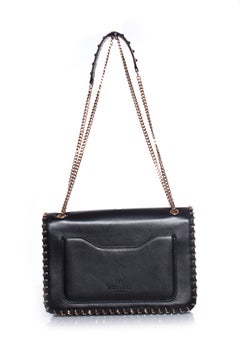 Valentino, Demilune chain leather shoulderbag in black.