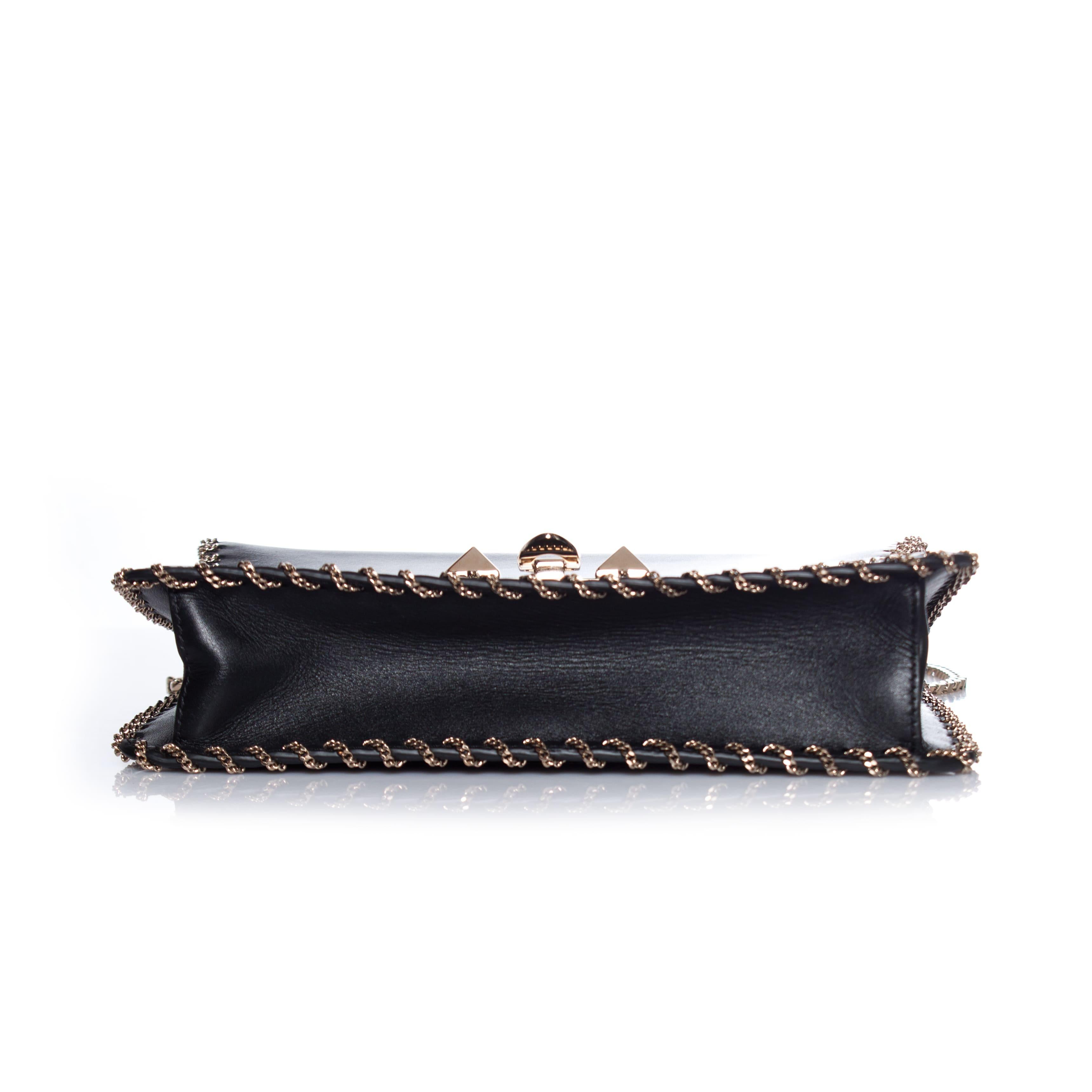 Valentino, Demilune chain leather shoulderbag in black. For Sale 3